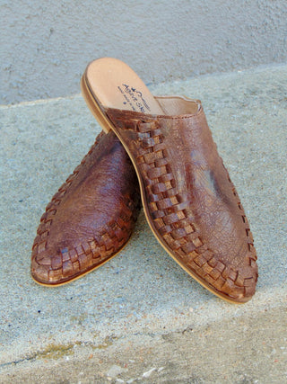 Rose Woven Leather Mule Slide-Mules-Agave Sky-Motis & Co Boutique, Women's Fashion Boutique in Carthage, Missouri