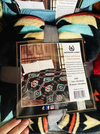 Twin Thick & Soft Western Fleece Blanket-Blankets-Western Linen-Motis & Co Boutique, Women's Fashion Boutique in Carthage, Missouri