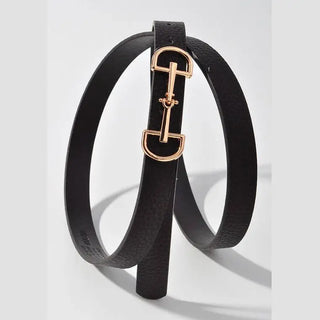 Lux Skinny Belt with D Ring Horse Bit Buckle-Belts-anbfashion-Motis & Co Boutique, Women's Fashion Boutique in Carthage, Missouri