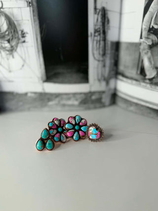 Flora Copper and Cotton Candy Turquoise Ring-Rings-Mesa-Motis & Co Boutique, Women's Fashion Boutique in Carthage, Missouri
