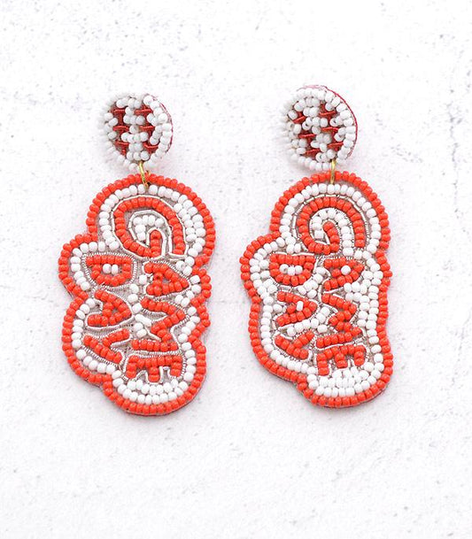 Game Day Beaded Earrings Red