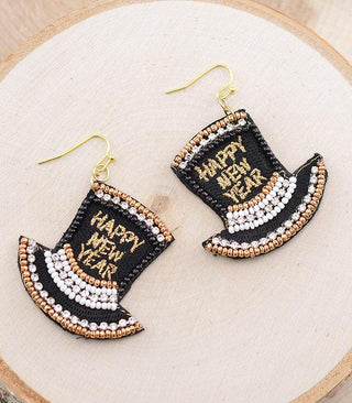 Happy New Year Beaded Earrings-Earrings-rc-Motis & Co Boutique, Women's Fashion Boutique in Carthage, Missouri