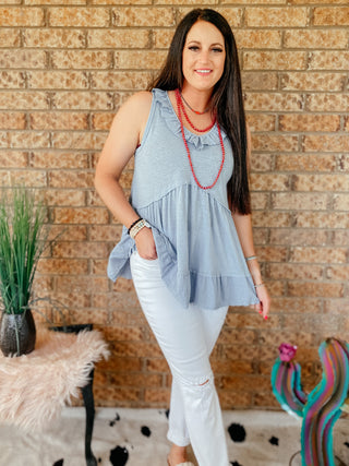 Dani Denim Tier Tank Top-Tanks-RC-Motis & Co Boutique, Women's Fashion Boutique in Carthage, Missouri