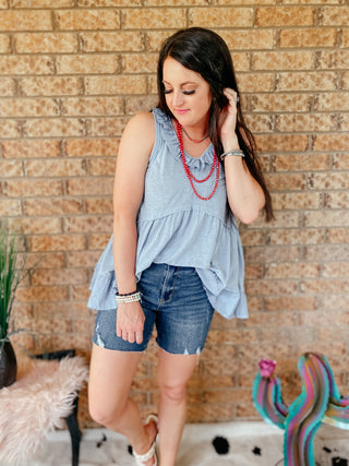 Dani Denim Tier Tank Top-Tanks-RC-Motis & Co Boutique, Women's Fashion Boutique in Carthage, Missouri