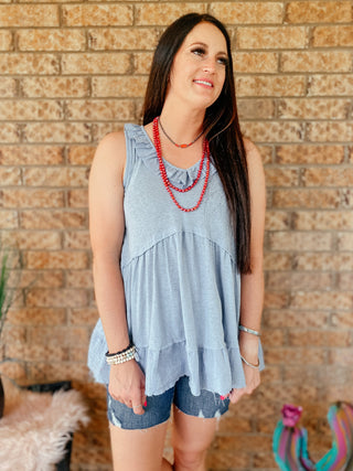 Dani Denim Tier Tank Top-Tanks-RC-Motis & Co Boutique, Women's Fashion Boutique in Carthage, Missouri