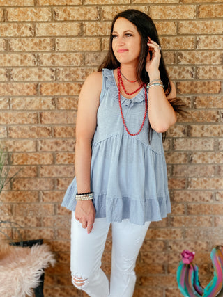 Dani Denim Tier Tank Top-Tanks-RC-Motis & Co Boutique, Women's Fashion Boutique in Carthage, Missouri