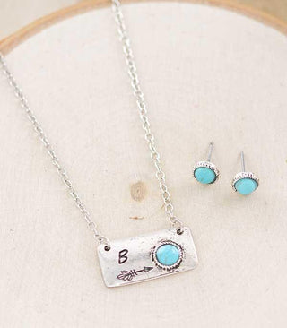 Western Initial Arrow Bar Necklace Turquoise-Necklaces-Rc-Motis & Co Boutique, Women's Fashion Boutique in Carthage, Missouri