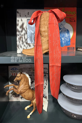 Poppin Poppy Orange Boot Stitch Twilly-Scarf-2 Fly-Motis & Co Boutique, Women's Fashion Boutique in Carthage, Missouri