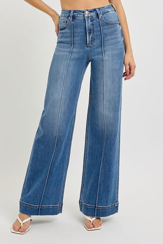 Trever Pintuck Wide Leg Jeans-Jeans-Risen-Motis & Co Boutique, Women's Fashion Boutique in Carthage, Missouri