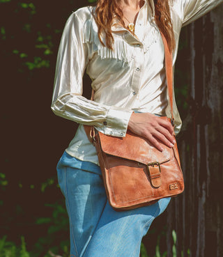 Venice Beach Rustic Tan Leather Bag by Bed|Stu