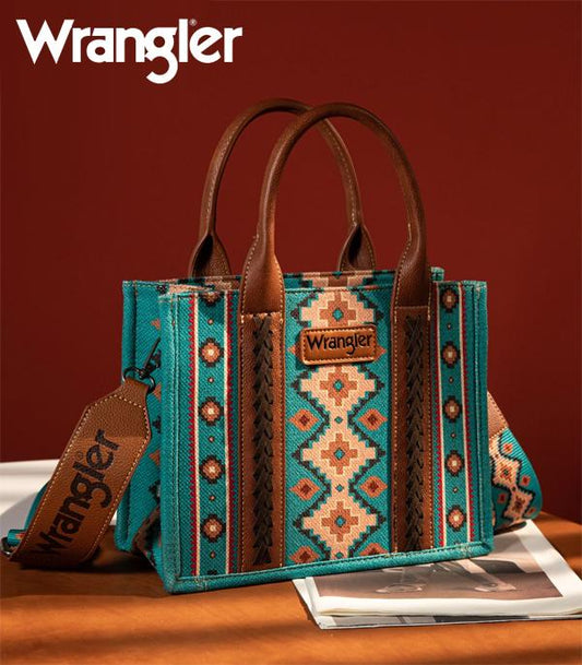 Wrangler Southwestern Print Canvas Handbag Turquoise