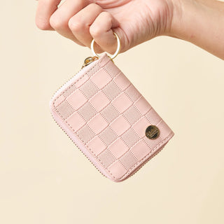 Blush Checker Zip Around Wallet-Wallets-Darling Effect-Motis & Co Boutique, Women's Fashion Boutique in Carthage, Missouri