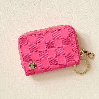 Hot Pink Checker Zip Around Wallet-Wallets-Darling Effect-Motis & Co Boutique, Women's Fashion Boutique in Carthage, Missouri