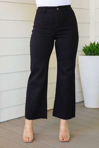 August High Rise Wide Leg Crop Jeans in Black-Jeans-Ave-Motis & Co Boutique, Women's Fashion Boutique in Carthage, Missouri