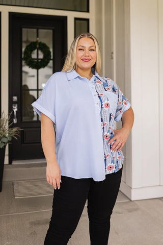 Best Of Both Worlds Button Down Top-Short Sleeves-Ave-Motis & Co Boutique, Women's Fashion Boutique in Carthage, Missouri