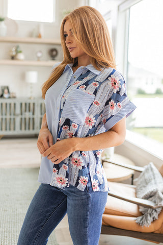 Best Of Both Worlds Button Down Top-Short Sleeves-Ave-Motis & Co Boutique, Women's Fashion Boutique in Carthage, Missouri