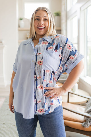 Best Of Both Worlds Button Down Top-Short Sleeves-Ave-Motis & Co Boutique, Women's Fashion Boutique in Carthage, Missouri