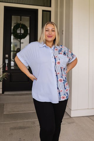 Best Of Both Worlds Button Down Top-Short Sleeves-Ave-Motis & Co Boutique, Women's Fashion Boutique in Carthage, Missouri