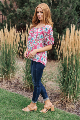 Bloom So Bright Floral Top-Blouses-Ave-Motis & Co Boutique, Women's Fashion Boutique in Carthage, Missouri