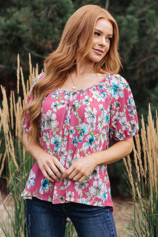 Bloom So Bright Floral Top-Blouses-Ave-Motis & Co Boutique, Women's Fashion Boutique in Carthage, Missouri