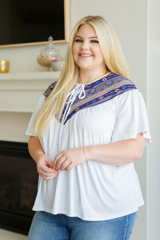 Casually Boho Keyhole Neckline Top-Short Sleeves-Ave-Motis & Co Boutique, Women's Fashion Boutique in Carthage, Missouri