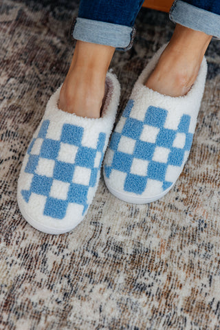 Checked Out Slippers in Blue-Slippers-Ave-Motis & Co Boutique, Women's Fashion Boutique in Carthage, Missouri