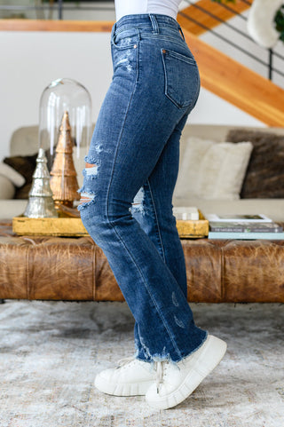 Christine High Contrast Slim Bootcut Destroyed Jeans-Jeans-Ave-Motis & Co Boutique, Women's Fashion Boutique in Carthage, Missouri