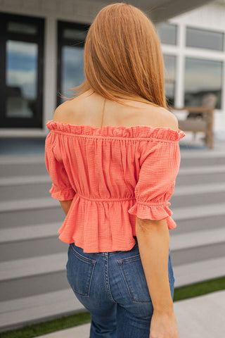 Don't Be Shy Off the Shoulder Blouse-Short Sleeves-Ave-Motis & Co Boutique, Women's Fashion Boutique in Carthage, Missouri