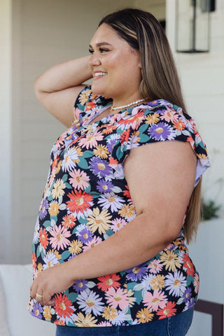 Flower Power Floral Top-Short Sleeves-Ave-Motis & Co Boutique, Women's Fashion Boutique in Carthage, Missouri