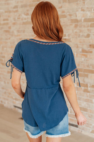 Greece Lightning V-Neck Blouse-Short Sleeves-Ave-Motis & Co Boutique, Women's Fashion Boutique in Carthage, Missouri