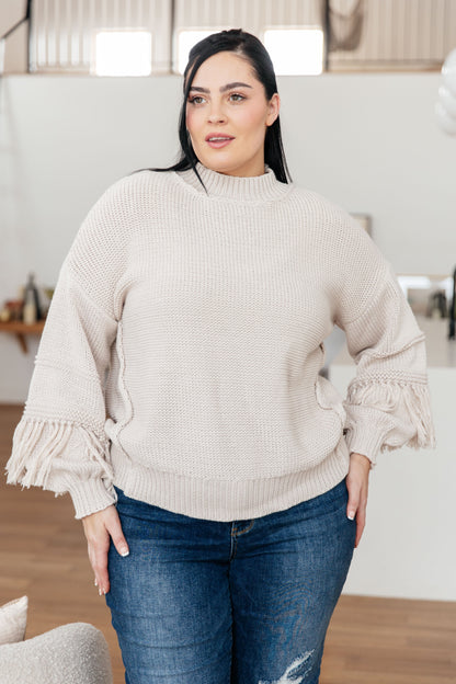 Handle It All Fringe Detail Sweater Ivory