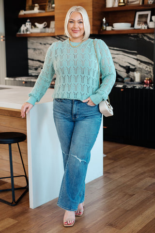 Hole In One Sheer Pointelle Knit Sweater-Sweaters-Ave Shops-Motis & Co Boutique, Women's Fashion Boutique in Carthage, Missouri