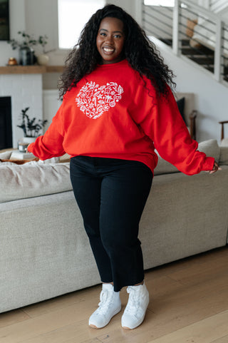 Holiday Heart Sweatshirt-Pullovers-Ave-Motis & Co Boutique, Women's Fashion Boutique in Carthage, Missouri