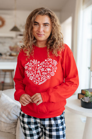 Holiday Heart Sweatshirt-Pullovers-Ave-Motis & Co Boutique, Women's Fashion Boutique in Carthage, Missouri