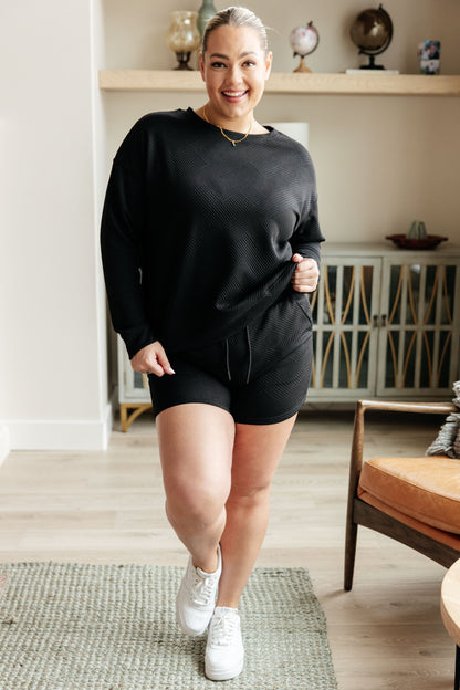 In The Details Long Sleeve Top and Shorts Set Black