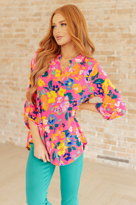 Lizzy Top in Hot Pink Floral