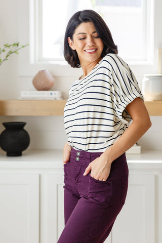 Much Ado About Nothing Striped Top-Short Sleeves-Ave-Motis & Co Boutique, Women's Fashion Boutique in Carthage, Missouri