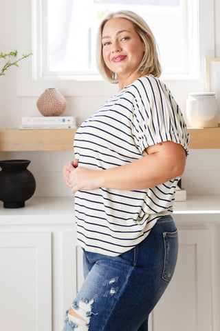 Much Ado About Nothing Striped Top-Short Sleeves-Ave-Motis & Co Boutique, Women's Fashion Boutique in Carthage, Missouri