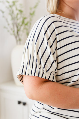 Much Ado About Nothing Striped Top-Short Sleeves-Ave-Motis & Co Boutique, Women's Fashion Boutique in Carthage, Missouri