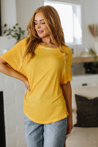 New Edition Mineral Wash T Shirt Yellow-Short Sleeves-Ave-Motis & Co Boutique, Women's Fashion Boutique in Carthage, Missouri