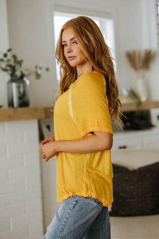 New Edition Mineral Wash T Shirt Yellow-Short Sleeves-Ave-Motis & Co Boutique, Women's Fashion Boutique in Carthage, Missouri