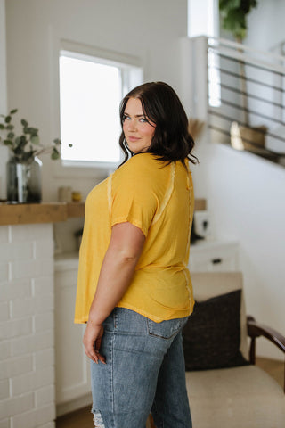 New Edition Mineral Wash T Shirt Yellow-Short Sleeves-Ave-Motis & Co Boutique, Women's Fashion Boutique in Carthage, Missouri