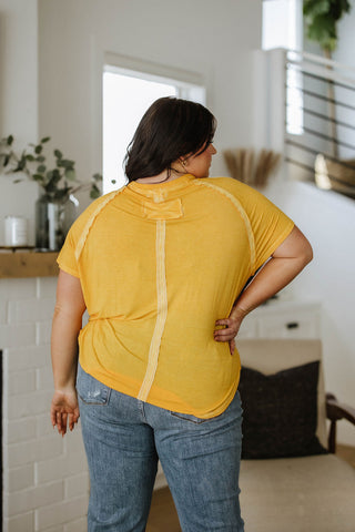 New Edition Mineral Wash T Shirt Yellow-Short Sleeves-Ave-Motis & Co Boutique, Women's Fashion Boutique in Carthage, Missouri