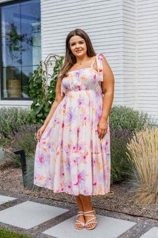 Pastel Petals Floral Midi Dress-Dresses-Ave-Motis & Co Boutique, Women's Fashion Boutique in Carthage, Missouri