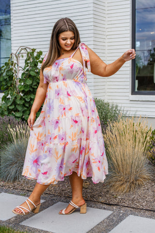 Pastel Petals Floral Midi Dress-Dresses-Ave-Motis & Co Boutique, Women's Fashion Boutique in Carthage, Missouri