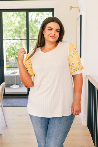 Primrose on Puff Sleeves Top-Short Sleeves-Ave Shops-Motis & Co Boutique, Women's Fashion Boutique in Carthage, Missouri