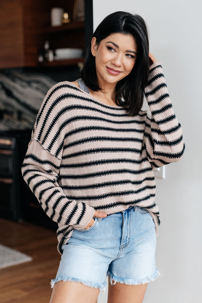 Self Assured Striped Sweater Black Tan