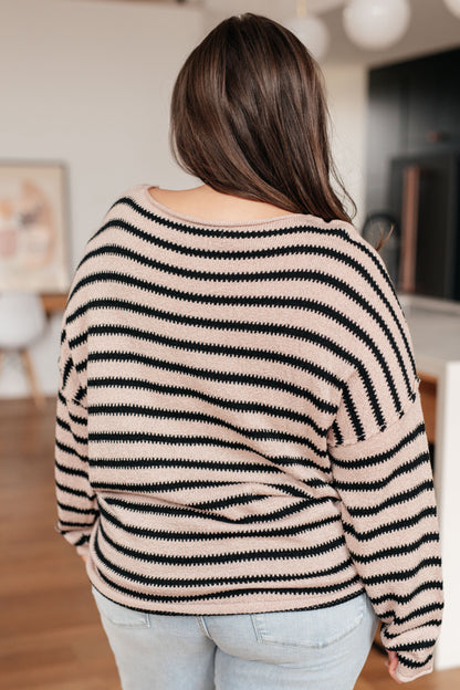 Self Assured Striped Sweater Black Tan