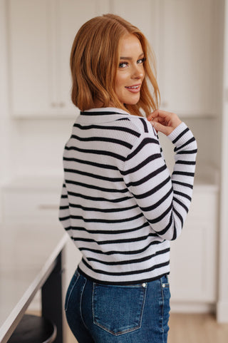 Self Improvement V-Neck Striped Sweater-Sweaters-Ave-Motis & Co Boutique, Women's Fashion Boutique in Carthage, Missouri