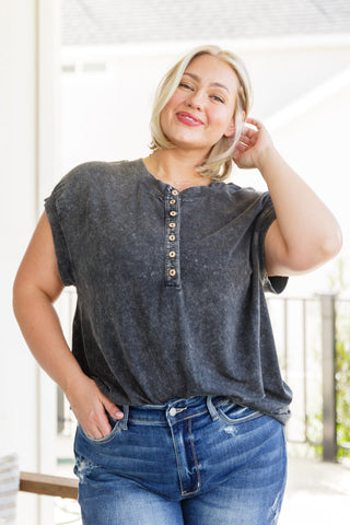 She's Alright Mineral Wash Sleeveless Henley-Tanks-Ave-Motis & Co Boutique, Women's Fashion Boutique in Carthage, Missouri